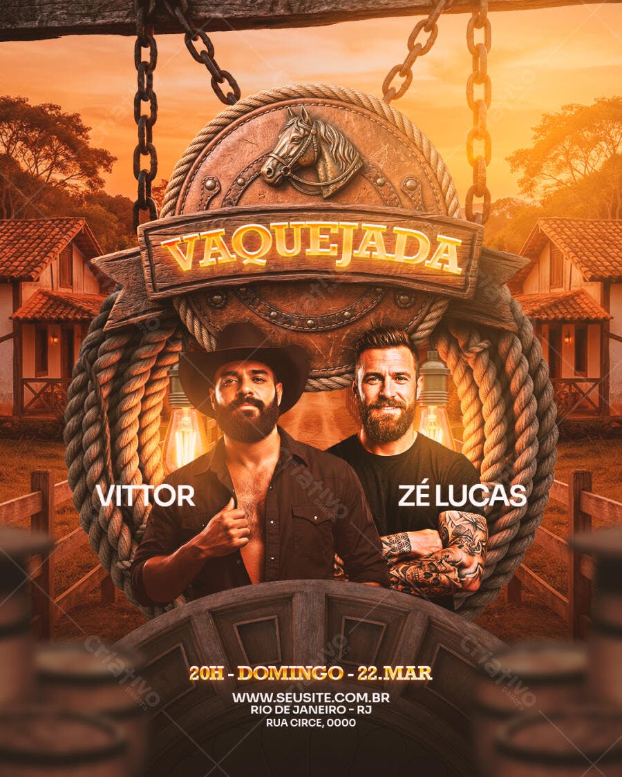Flyer Vaquejada Sertaneja Evento PSD Editável