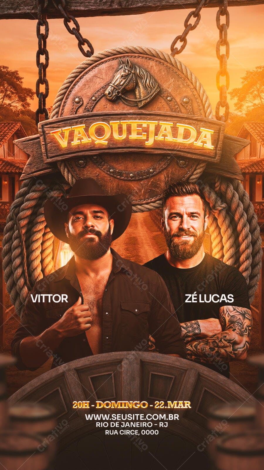 Story Instagram Vaquejada Rodeio Sertanejo PSD Editável