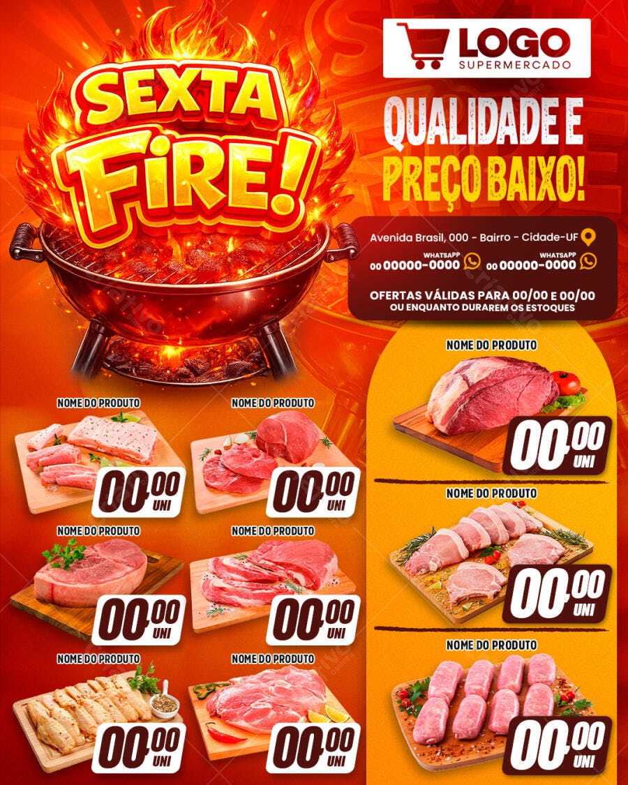 Flyer Sexta Fire Supermercado Açougue PSD Editável