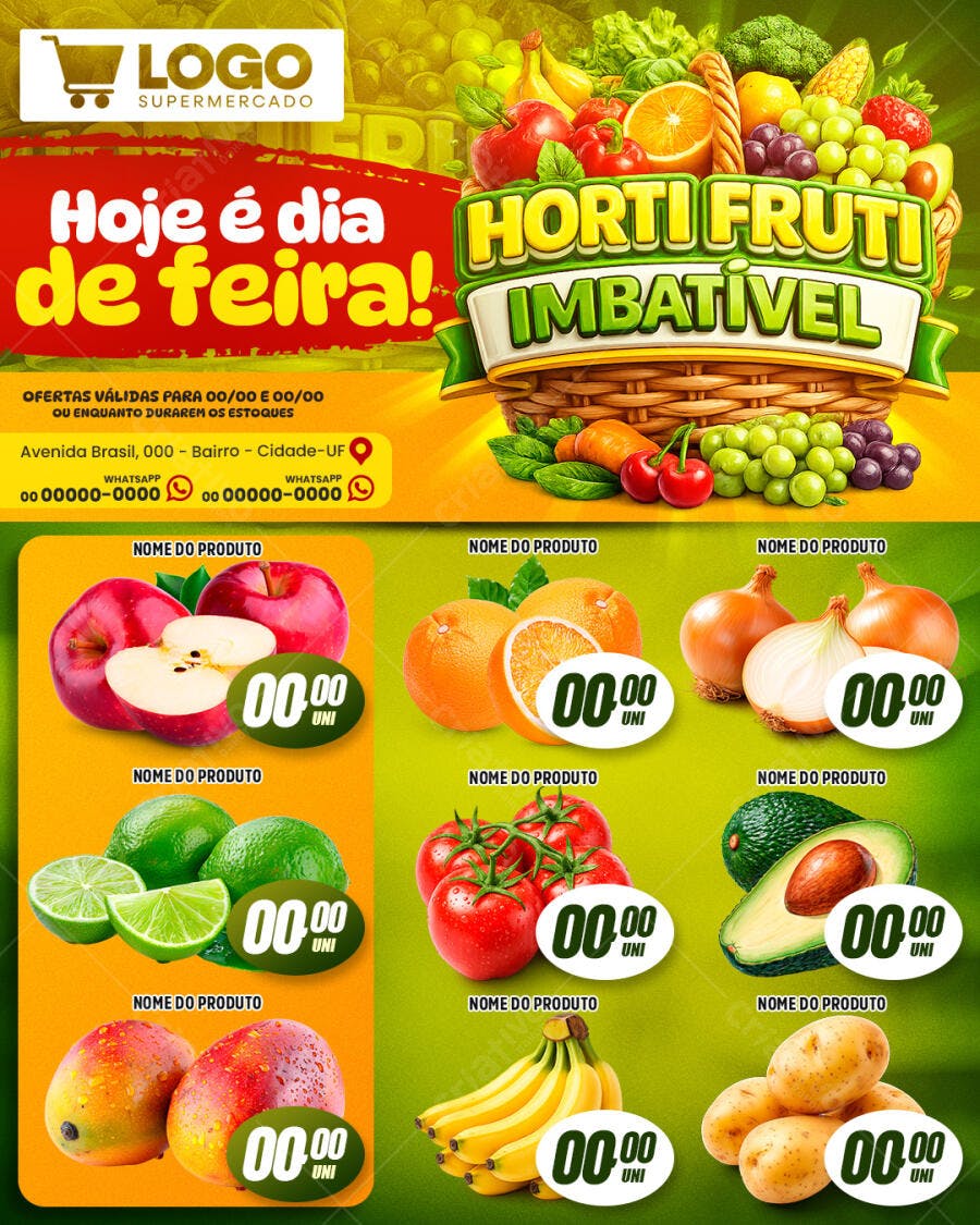 Flyer Hortifrúti Supermercado Ofertas PSD Editável