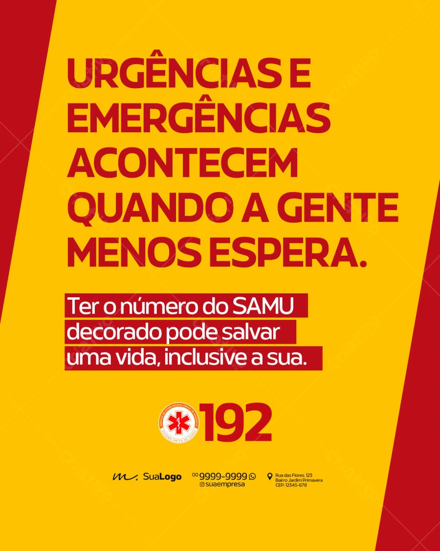 Post Social Media SAMU 192 Saúde Pública PSD Editável