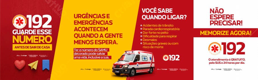 Banner SAMU 192 Emergência Saúde PSD Editável