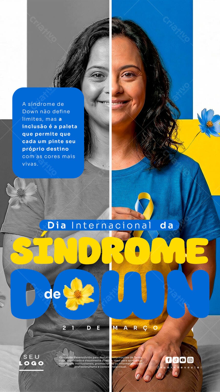 Post Instagram Dia Internacional da Síndrome de Down PSD Editável