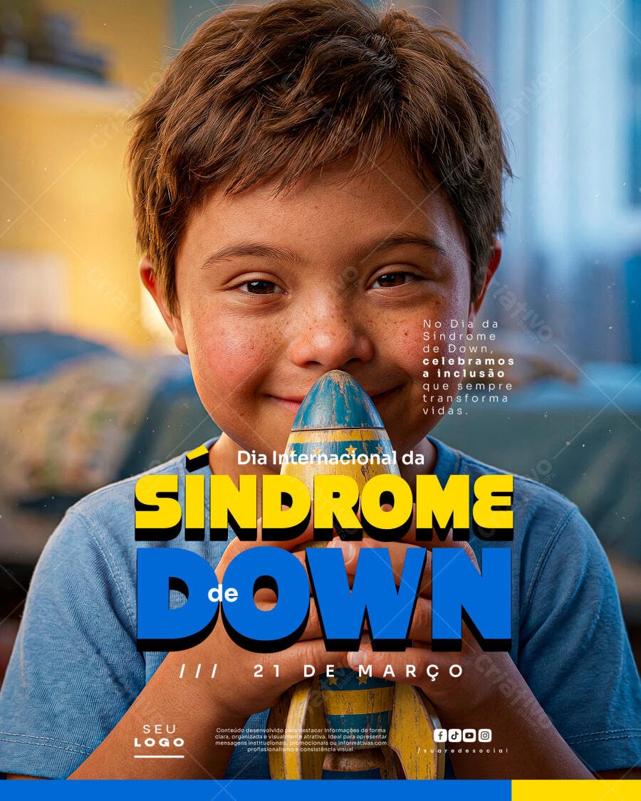 Post Dia Internacional da Síndrome de Down 21 de Março PSD Editável