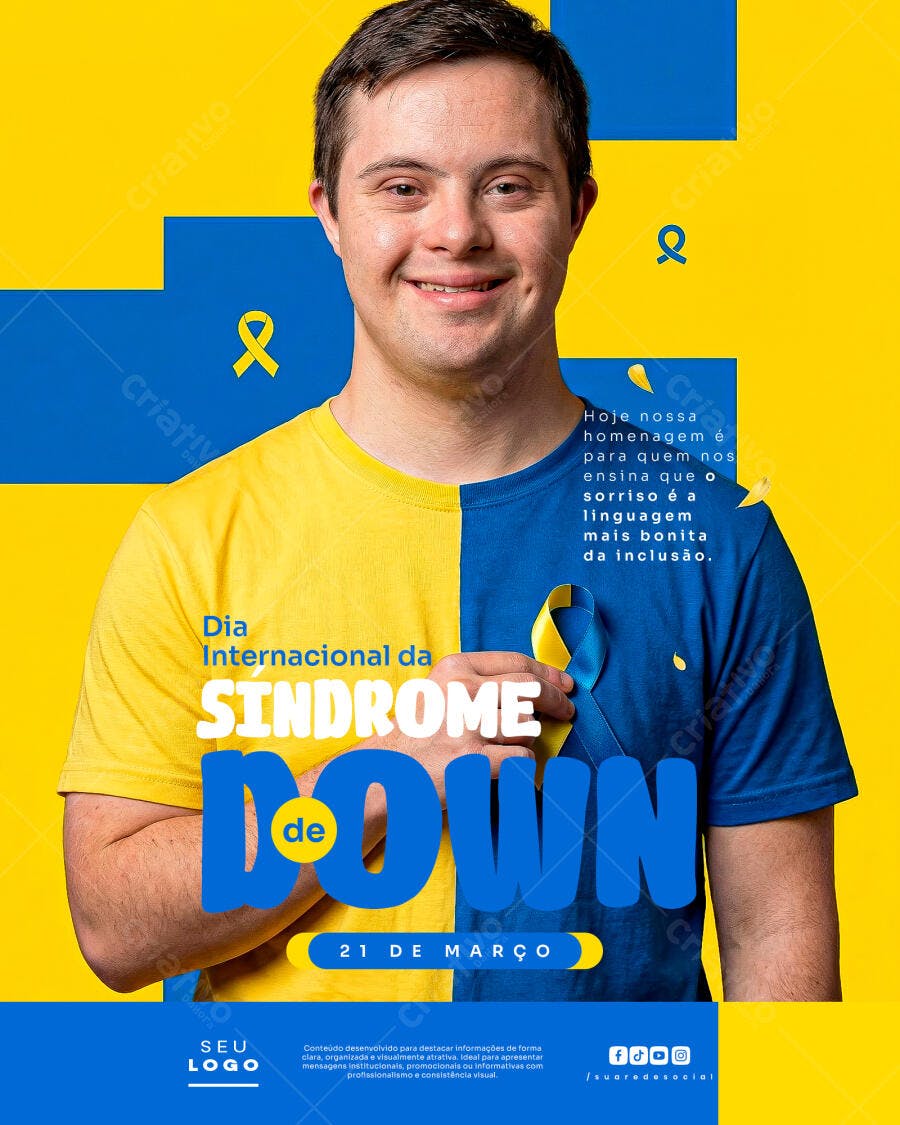 Post Instagram Dia Internacional da Síndrome de Down 21 de Março PSD Editável