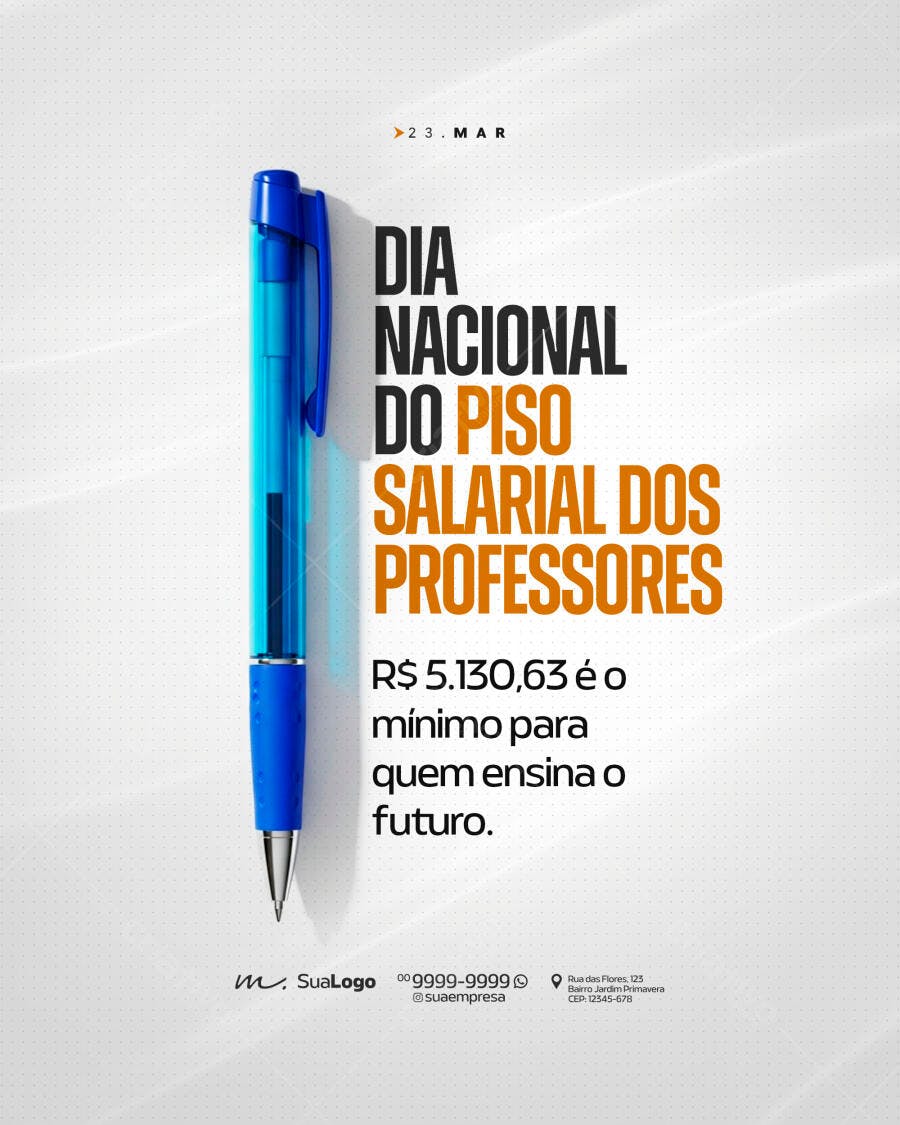 Post Dia Nacional Piso Salarial Professores PSD Editável