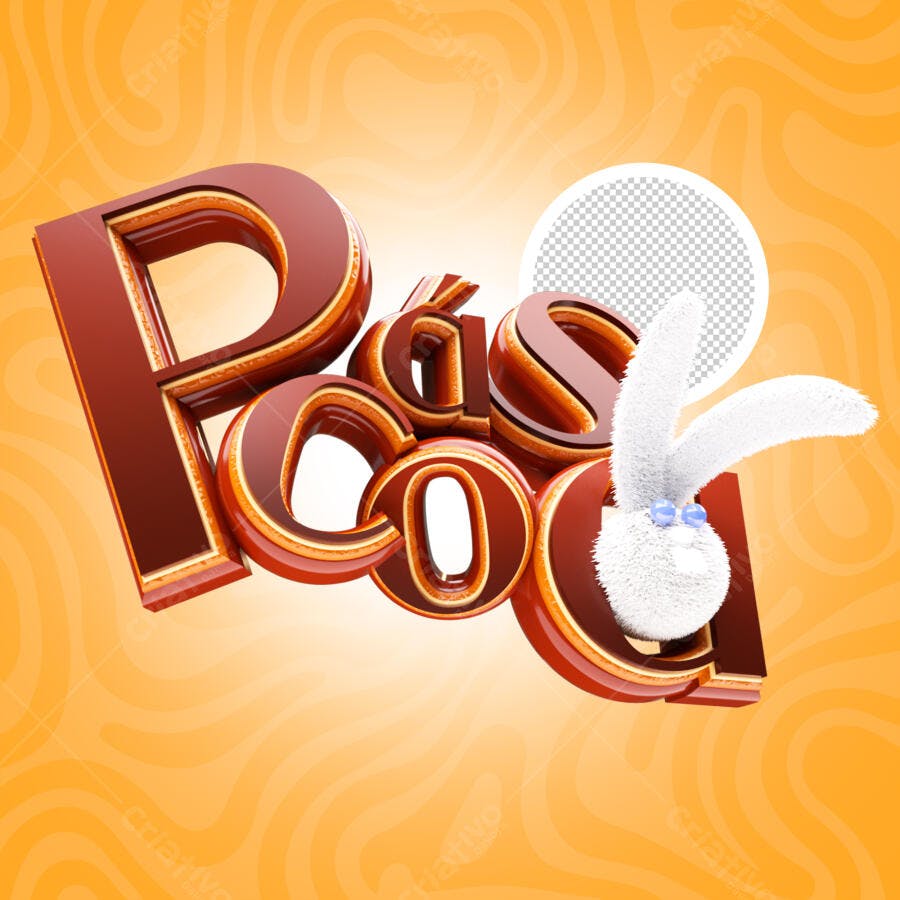 Páscoa 3D Coelho Fofo PSD Editável