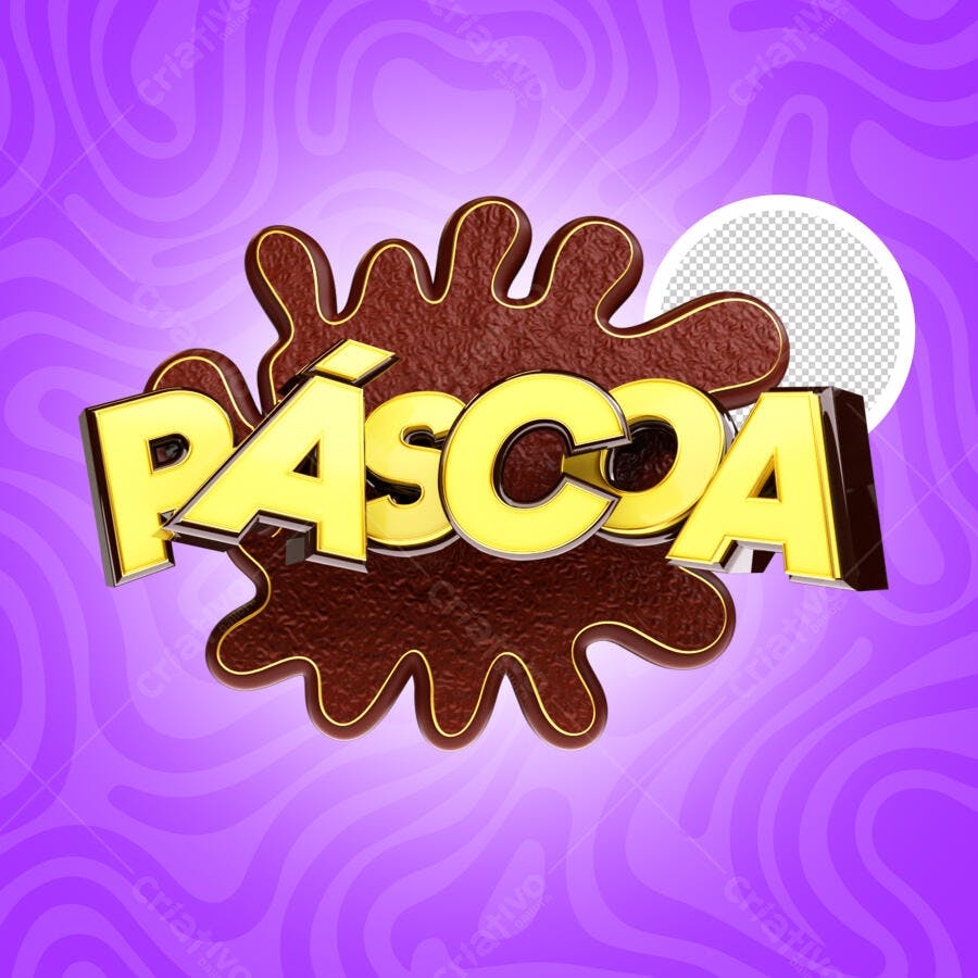 Texto 3D Páscoa Chocolate Dourado PNG Editável