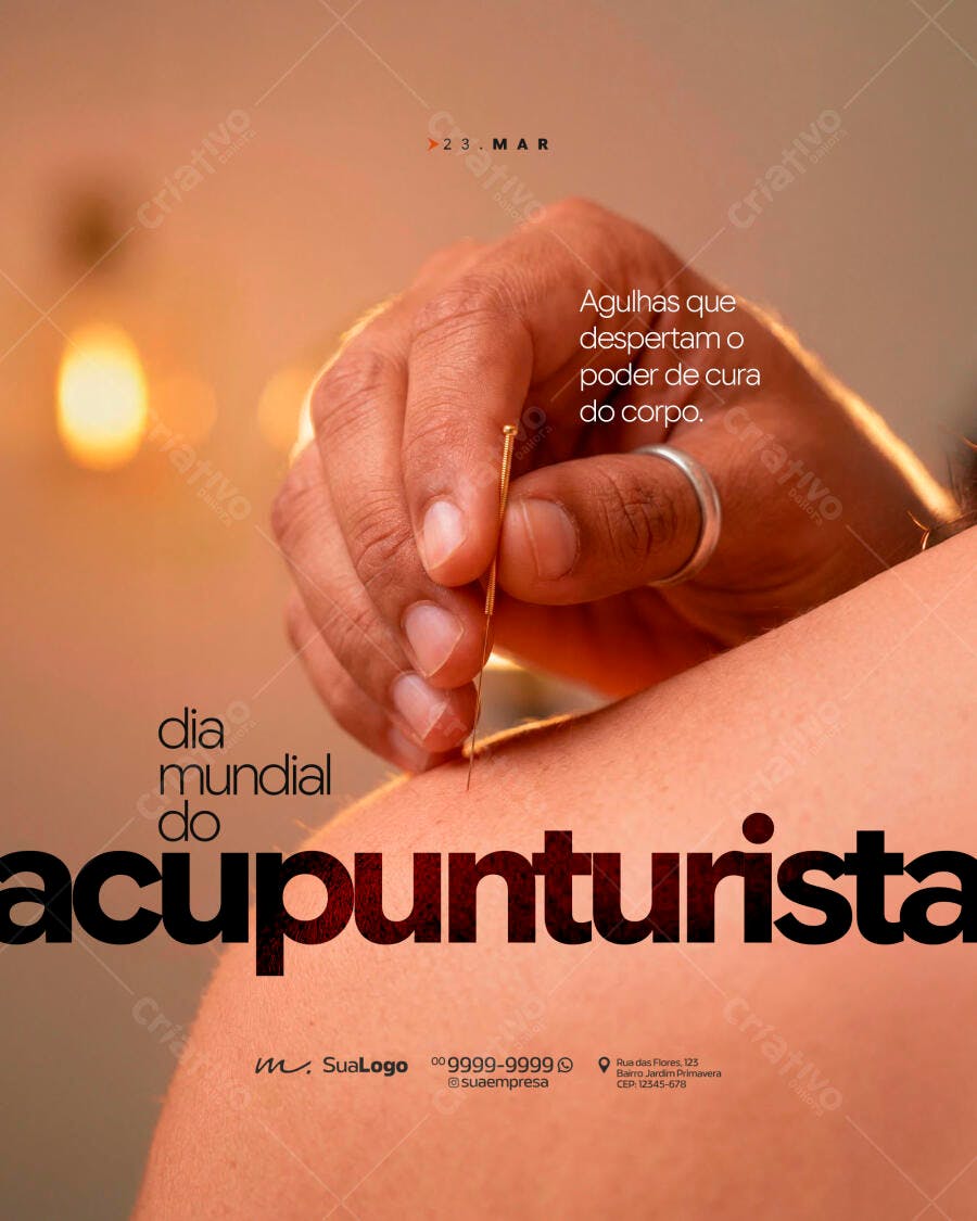 Post Instagram Dia Mundial Acupunturista 21 Março PSD Editável