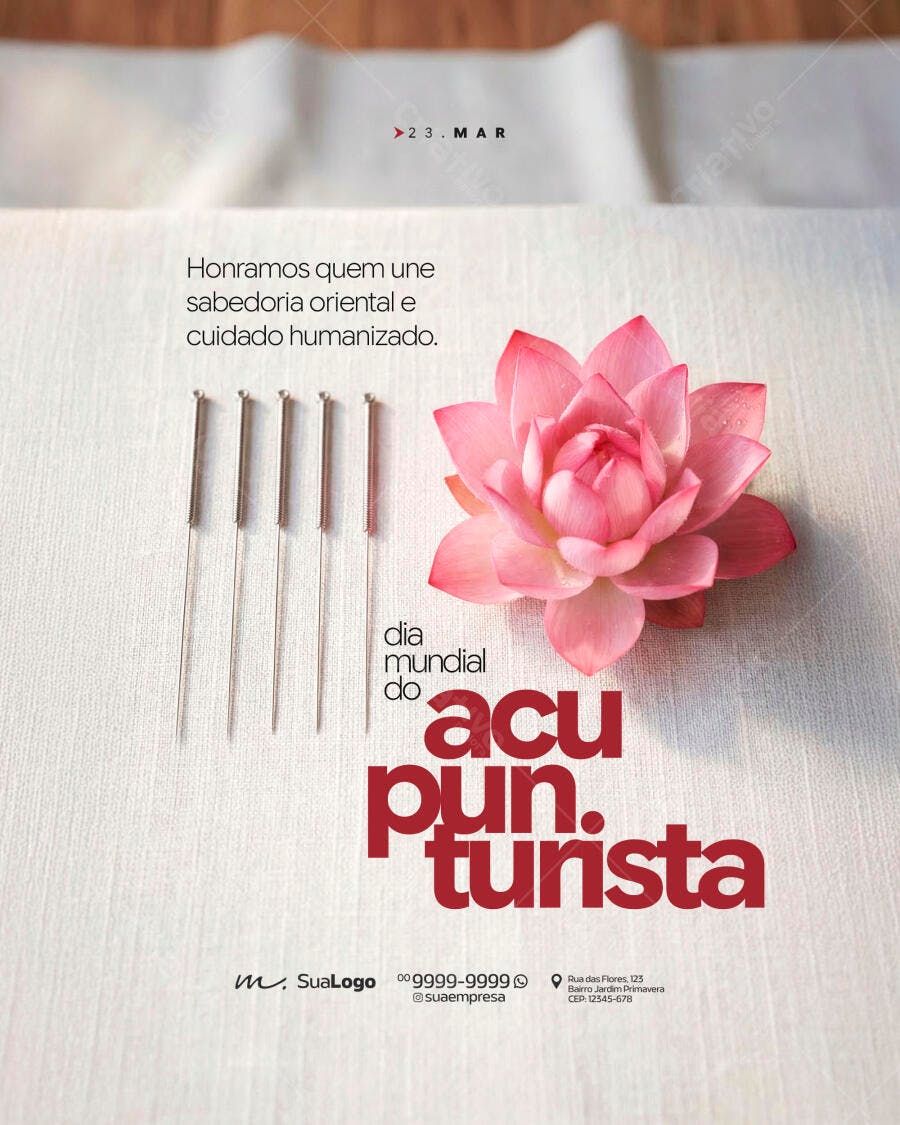 Post Instagram Dia Mundial Acupunturista PSD Editável