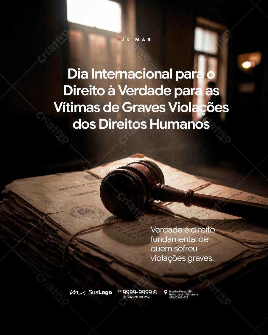 Post Dia Internacional Direito à Verdade 23 Março Advocacia PSD Editável