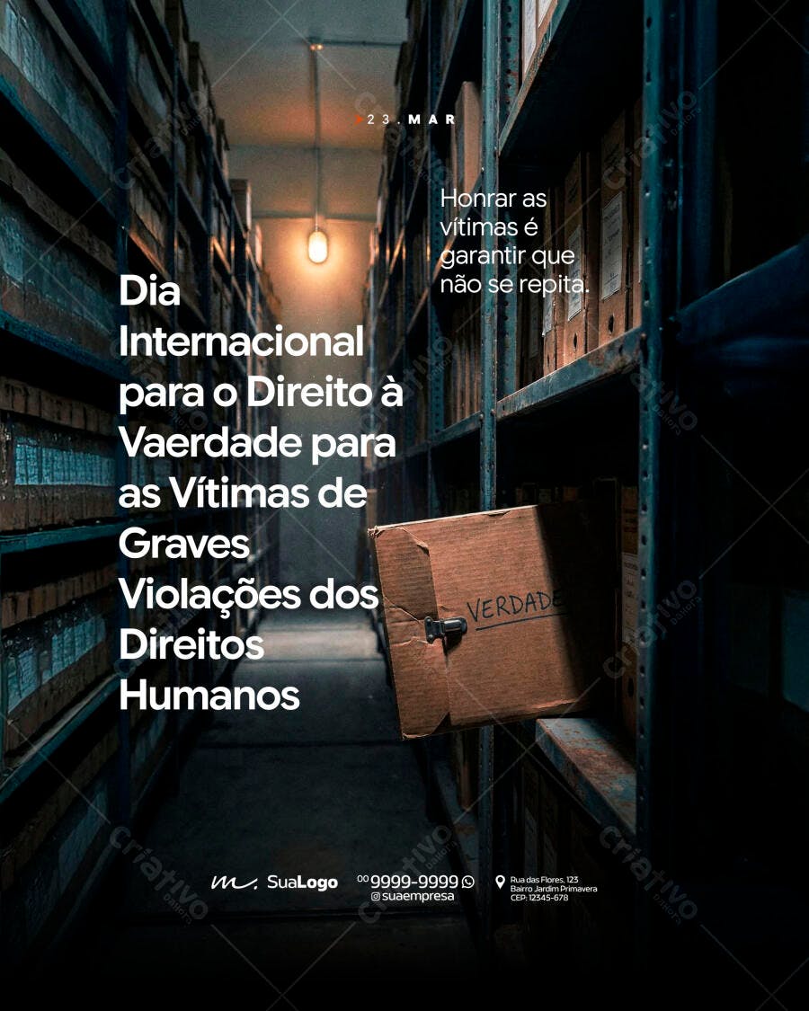 Post Instagram Dia Internacional Direito à Verdade 23 Março PSD Editável