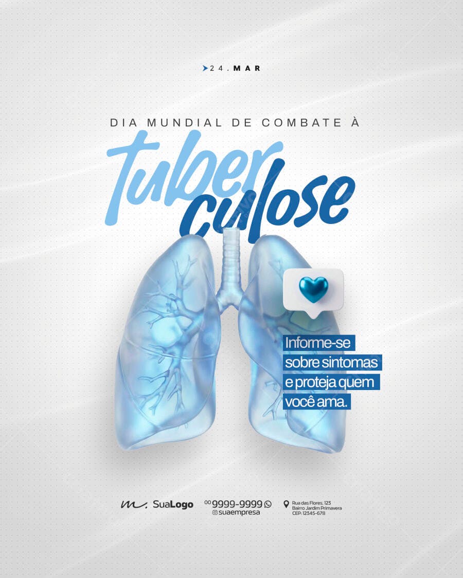 Post Instagram Dia Mundial Tuberculose Saúde PSD Editável