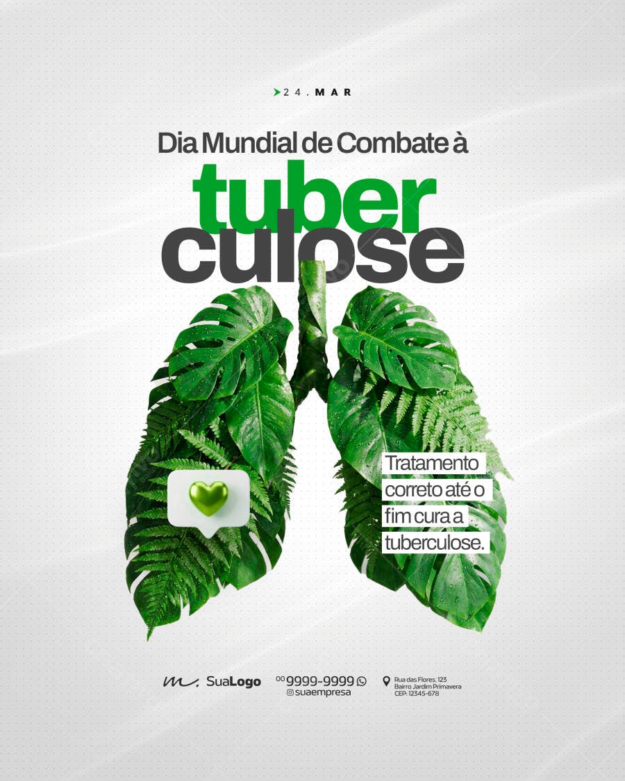 Post Dia Mundial Tuberculose Saúde PSD Editável