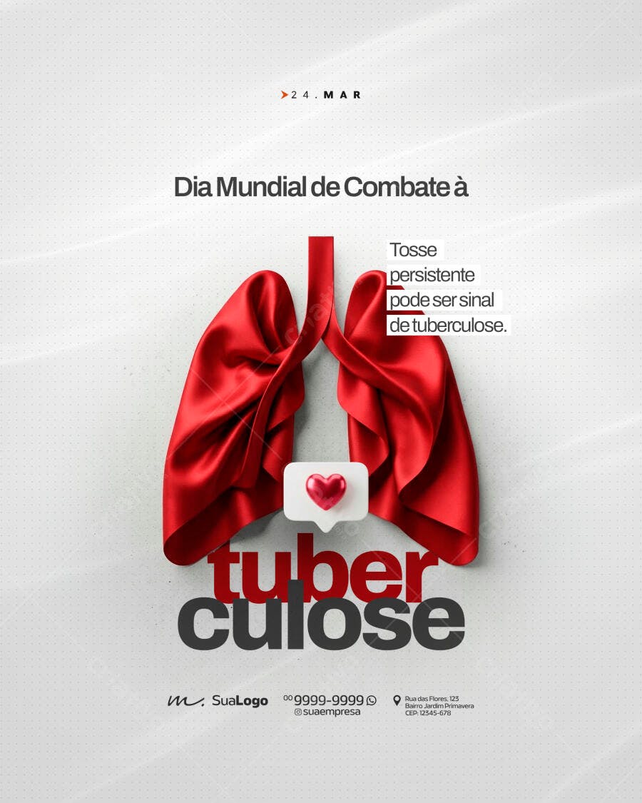Post Instagram Dia Mundial Tuberculose Março PSD Editável