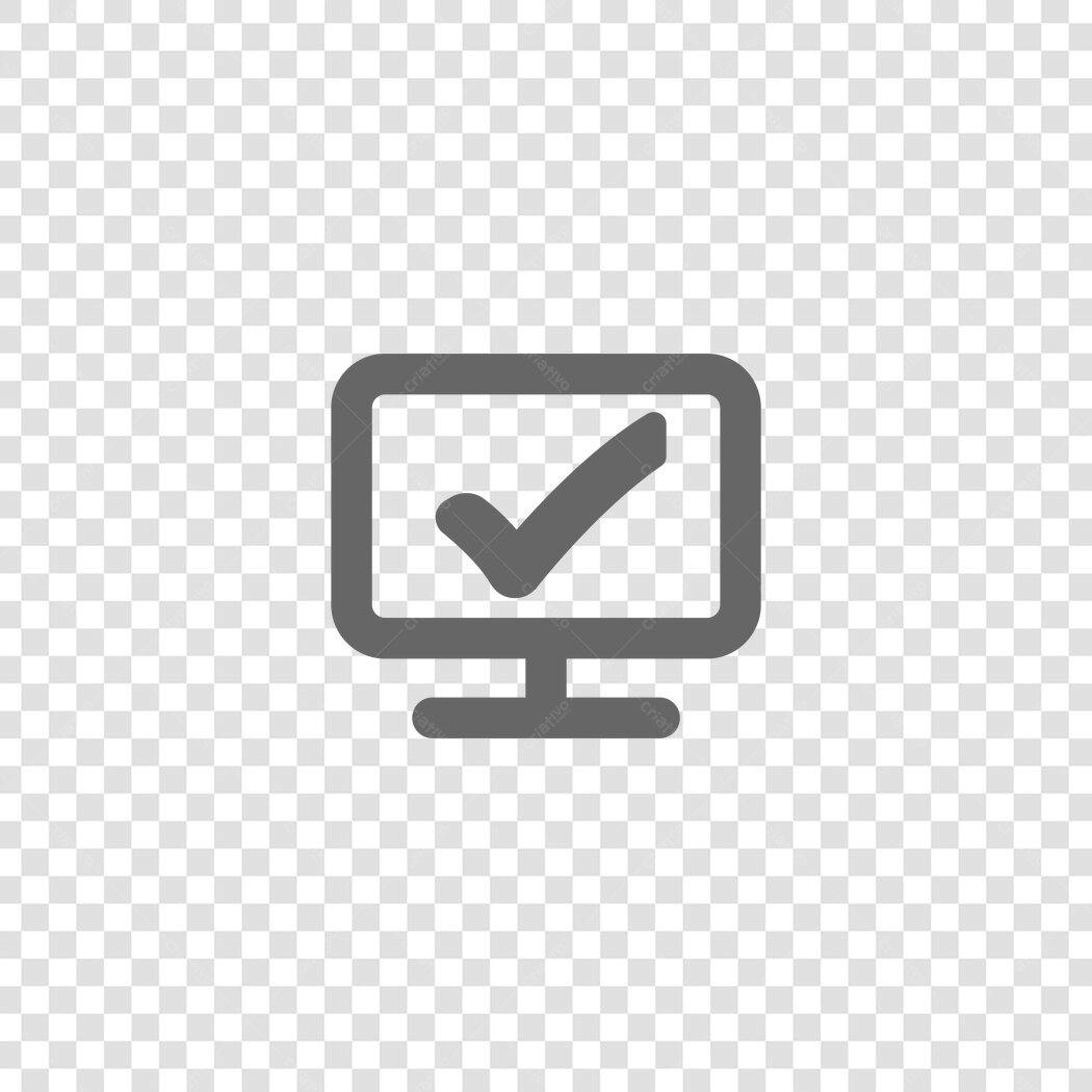 Ícone Monitor com Checkmark Flat Design PNG Fundo Transparente