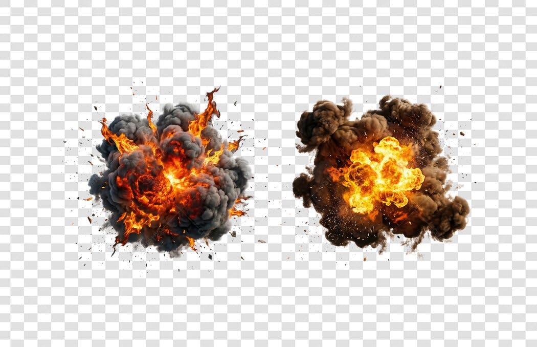 Elemento 3D Explosão Fogo Fumaça PNG Fundo Transparente