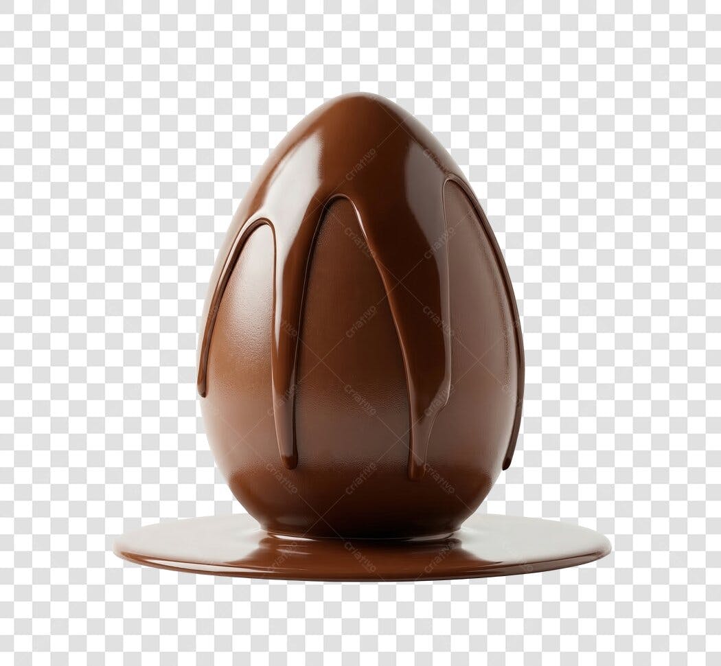 Elemento 3D Ovo de Páscoa Chocolate Derretido PNG Fundo Transparente