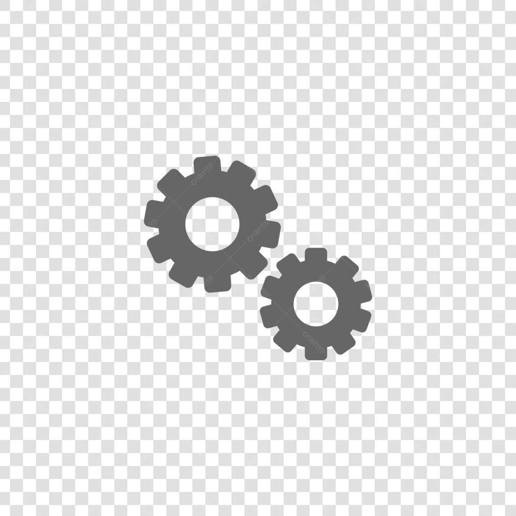 Ícone Engrenagens Cinzas Configurações Flat Design PNG Fundo Transparente