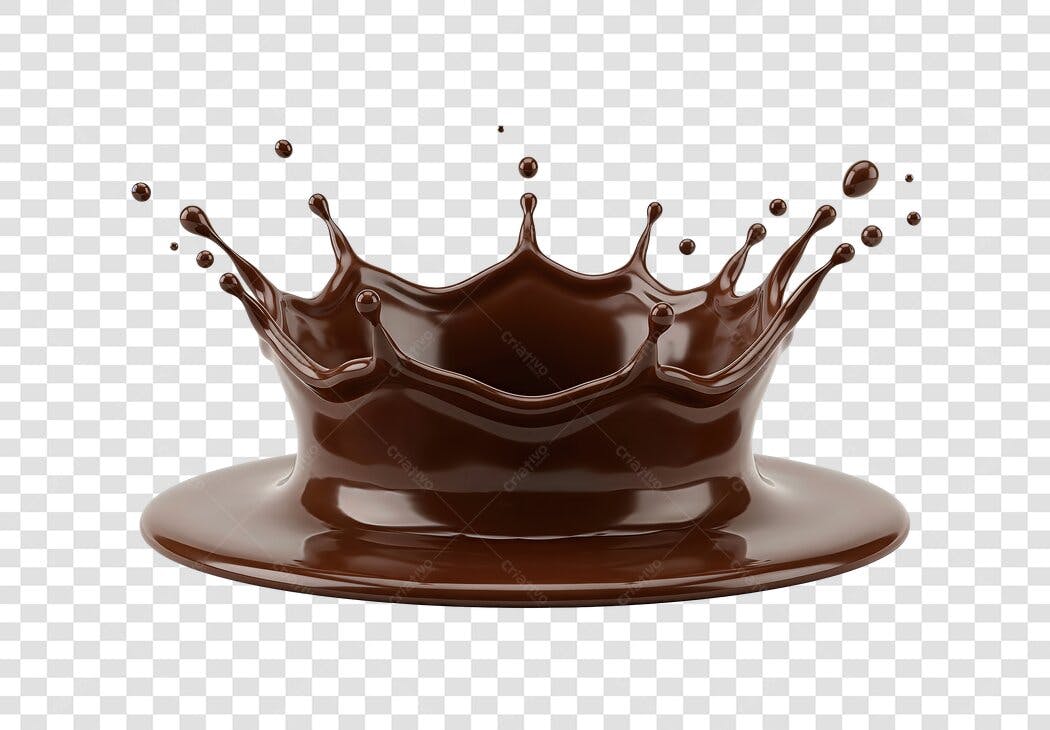 Elemento 3D Splash Coroa Chocolate PNG Fundo Transparente
