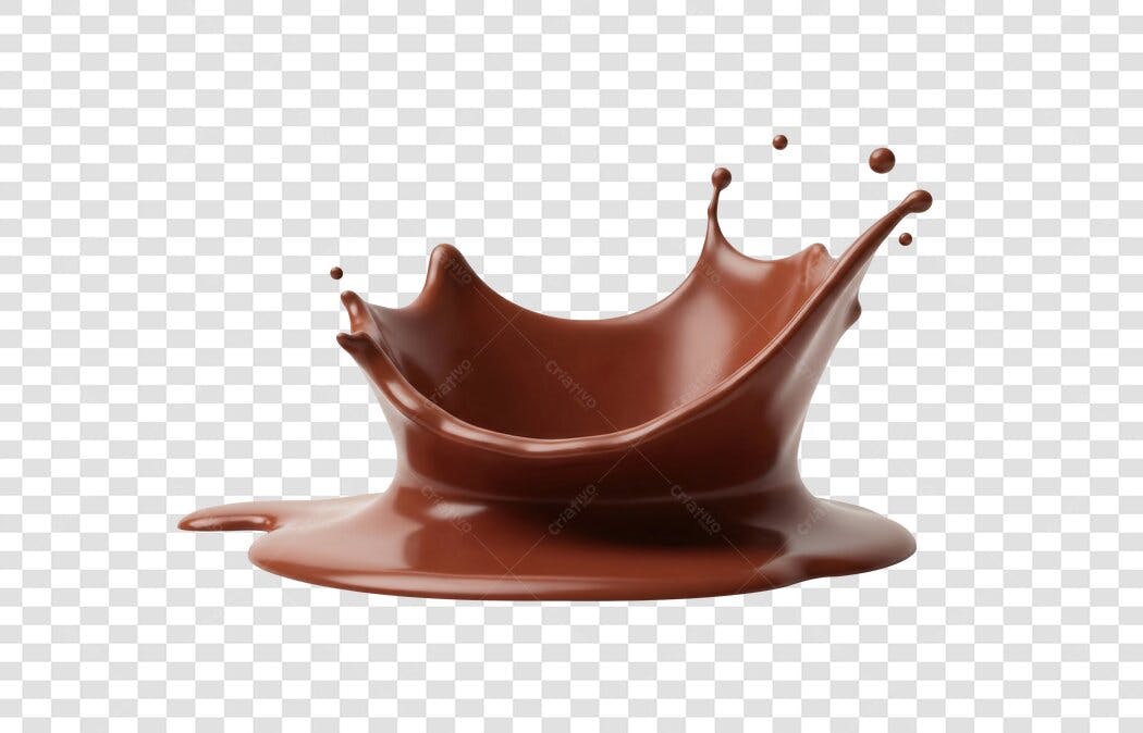 Elemento 3D Splash Chocolate Marrom PNG Fundo Transparente