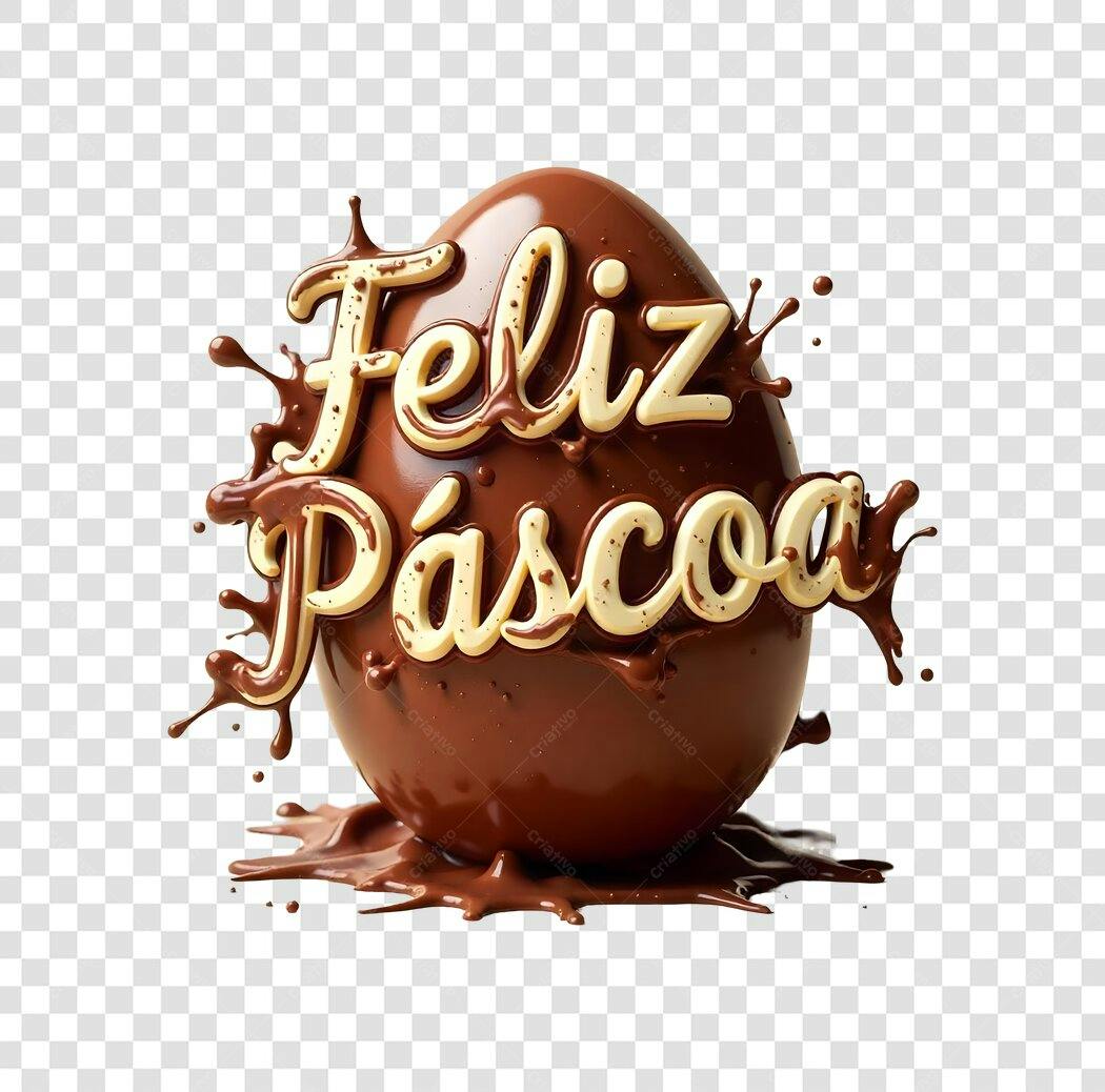 Elemento 3D Ovo de Páscoa Chocolate Feliz Páscoa PNG Fundo Transparente