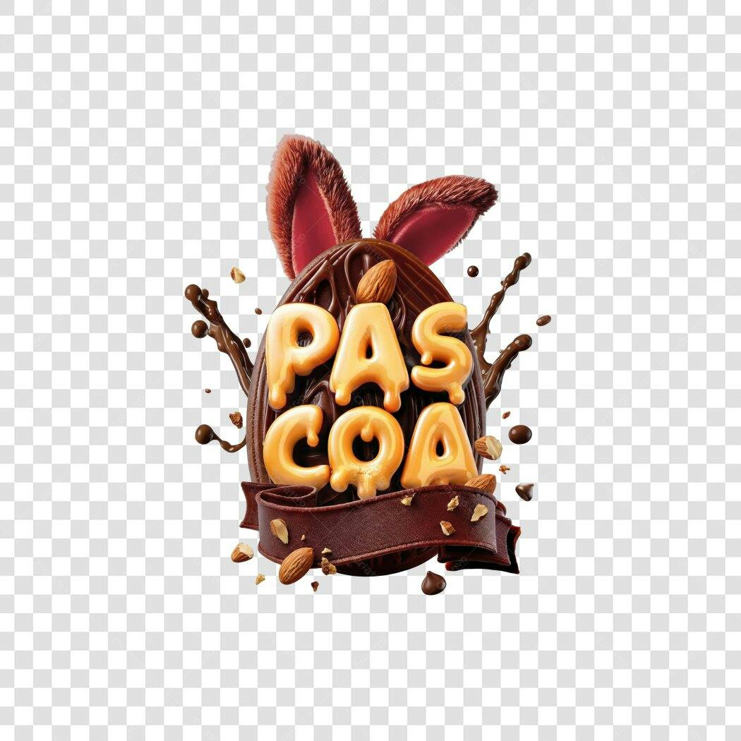 Elemento 3D Páscoa Chocolate Orelhas Coelhinho PNG Fundo Transparente