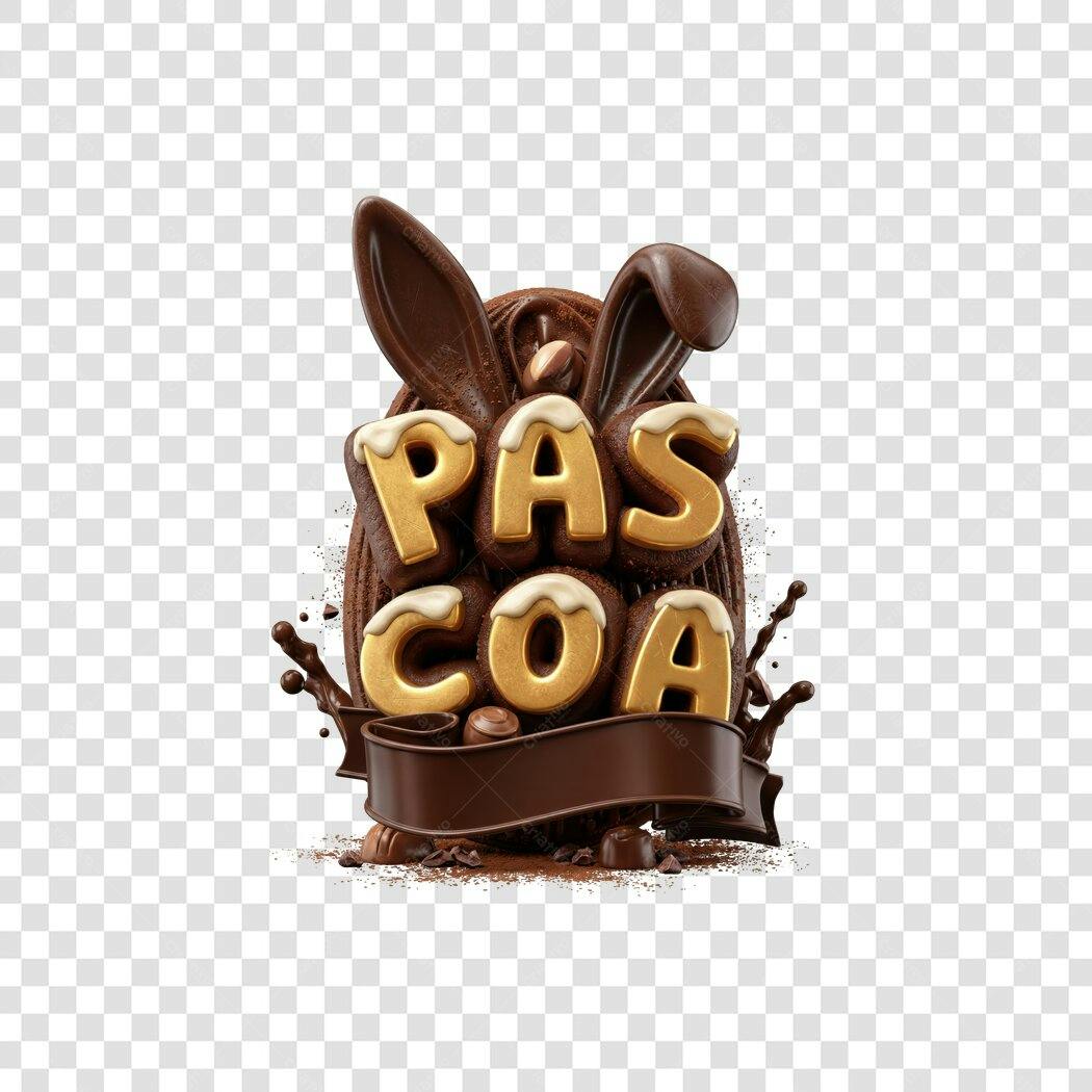 Elemento 3D Páscoa Chocolate Coelho PNG Fundo Transparente