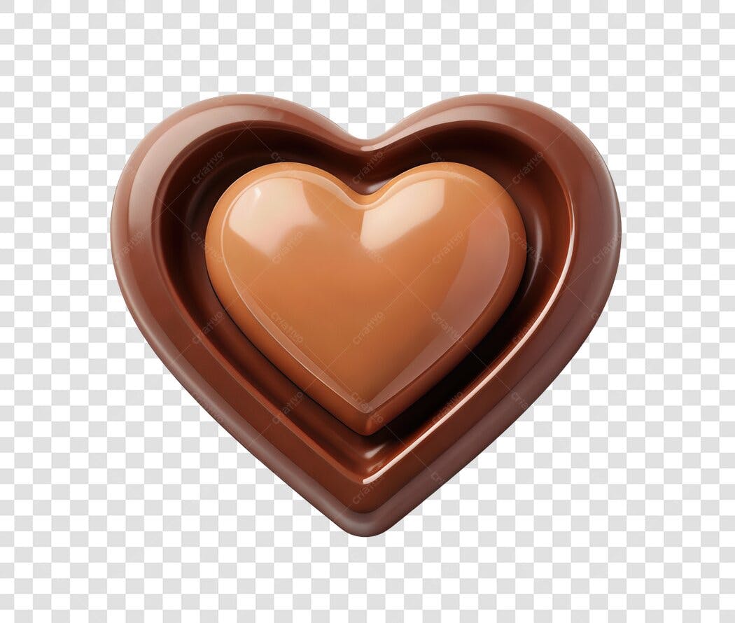 Elemento 3D Chocolate Coração Dia dos Namorados 12 Junho PNG Fundo Transparente