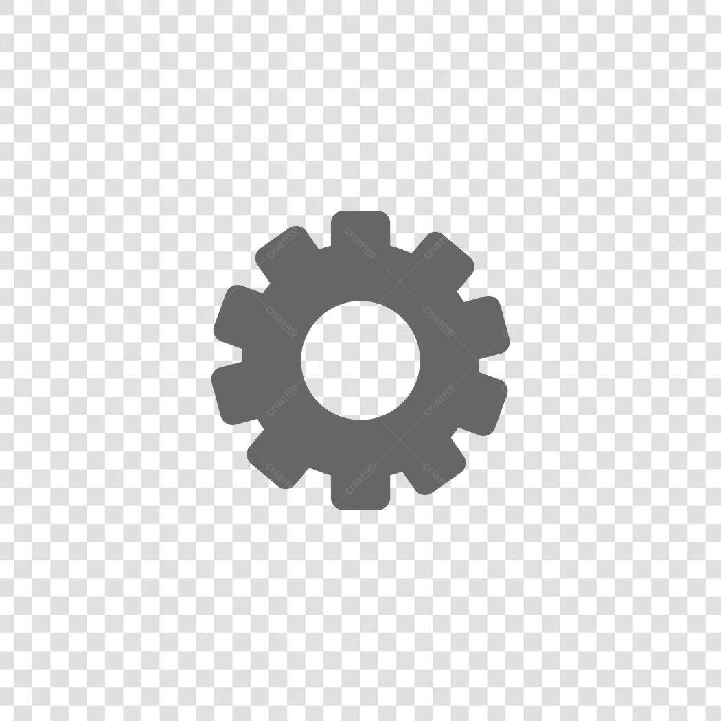 Ícone Engrenagem Flat Design Cinza PNG Fundo Transparente