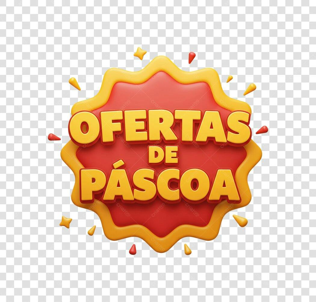 Elemento 3D Ofertas de Páscoa Abril PNG Fundo Transparente
