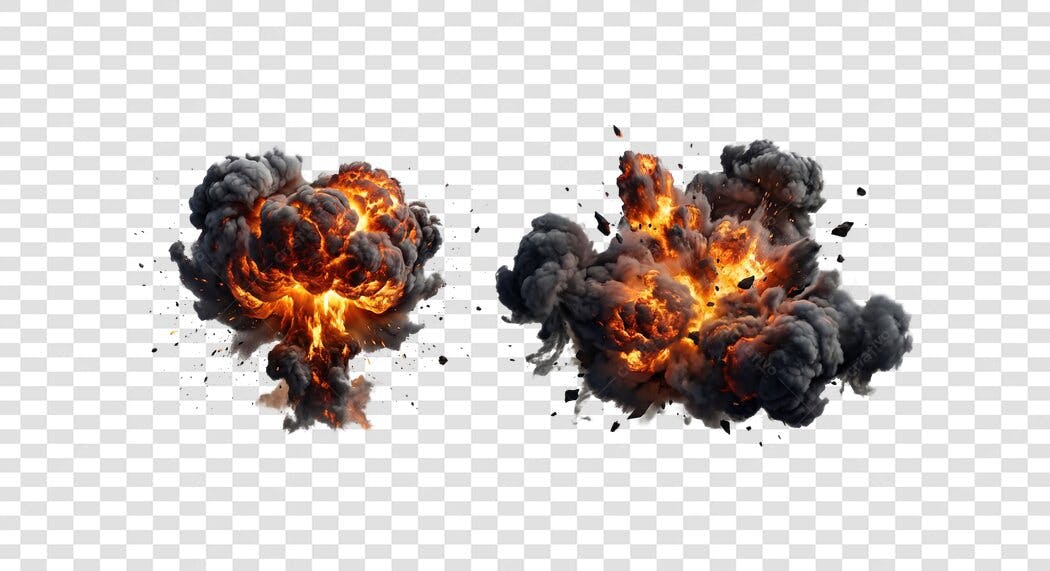 Elemento 3D Explosão Fumaça Fogo PNG Fundo Transparente