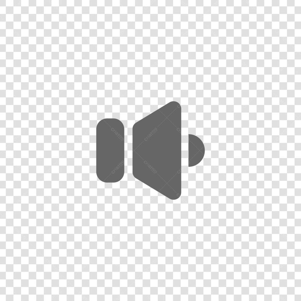 Ícone Volume Baixo Flat Design Cinza PNG Fundo Transparente