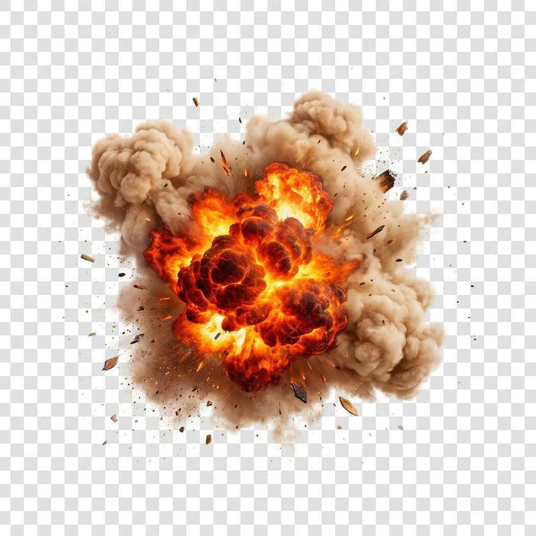 Elemento 3D Explosão Fumaça Fogo PNG Fundo Transparente
