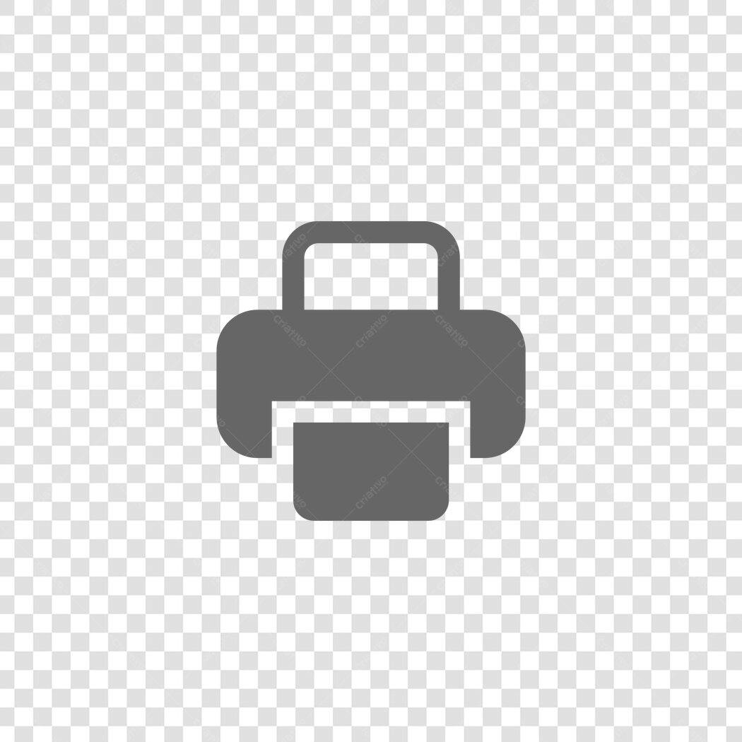 Ícone Impressora Flat Design Cinza PNG Fundo Transparente