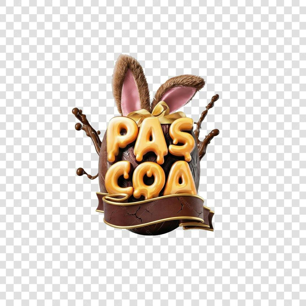 Elemento 3D Páscoa Chocolate Orelhas Coelho PNG Fundo Transparente