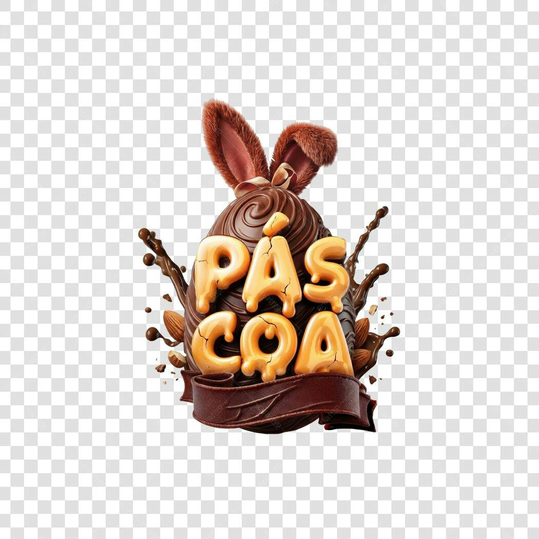 Elemento 3D Páscoa Chocolate Orelhas Coelhinho PNG Fundo Transparente