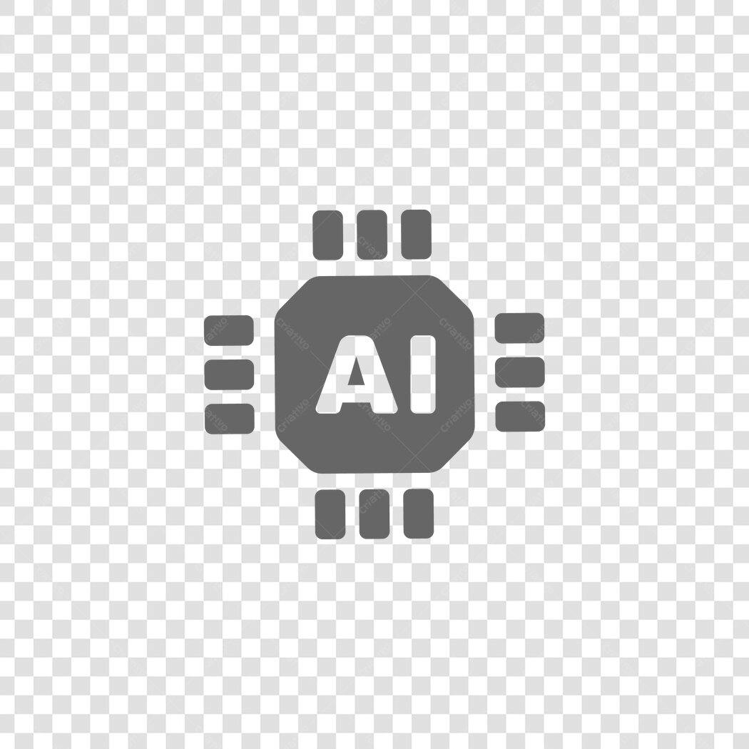 Ícone Chip AI Inteligência Artificial Flat Design PNG Fundo Transparente