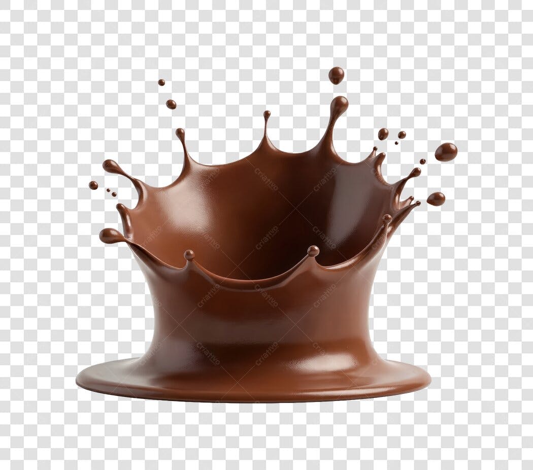 Elemento 3D Splash Chocolate Marrom PNG Fundo Transparente
