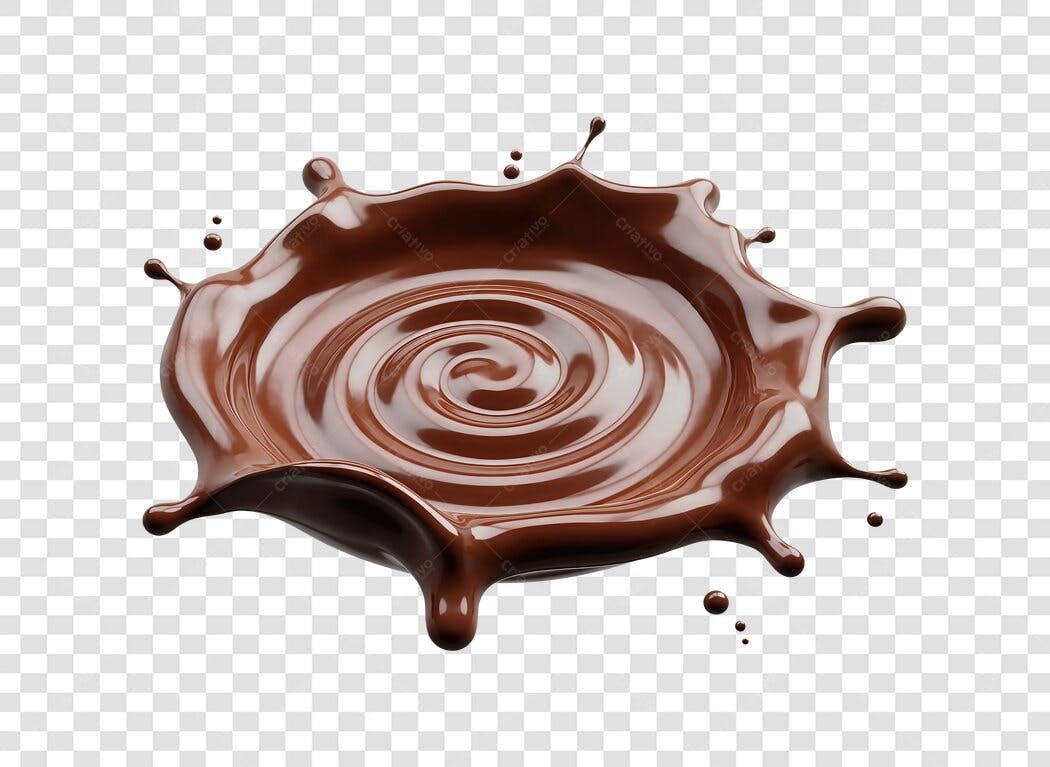 Elemento 3D Splash de Chocolate Redemoinho PNG Fundo Transparente