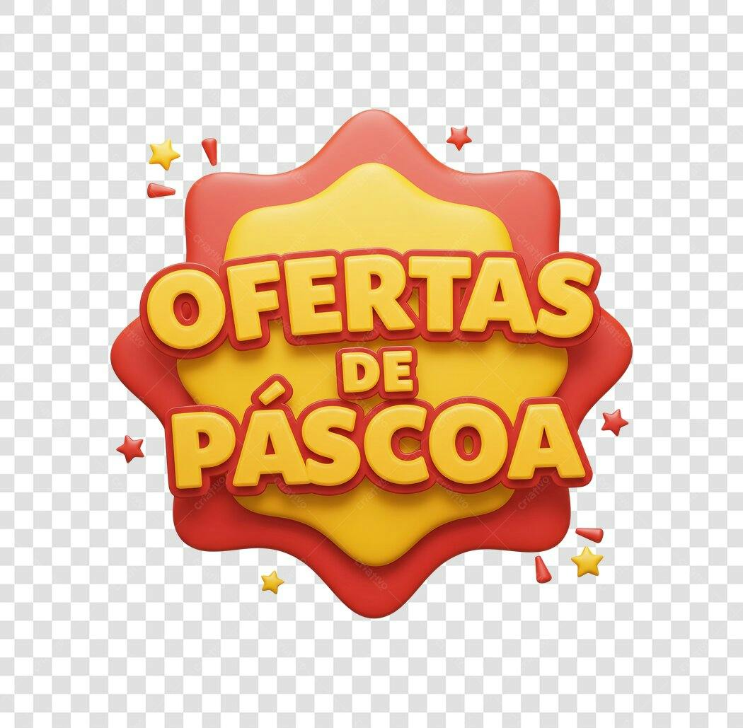 Elemento 3D Ofertas de Páscoa Abril PNG Fundo Transparente