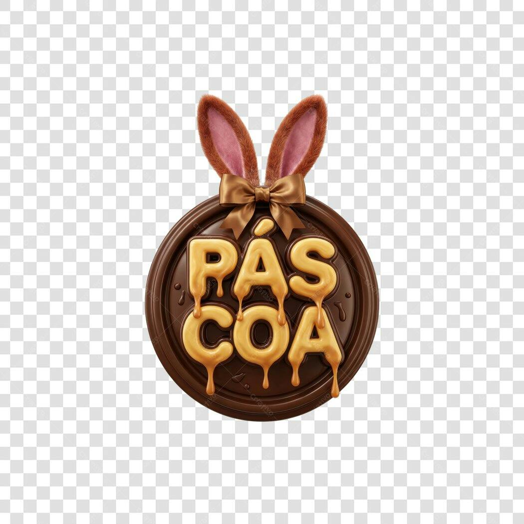 Elemento 3D Páscoa Chocolate Orelhas Coelho PNG Fundo Transparente