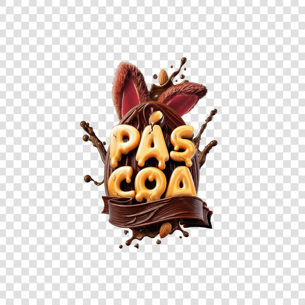 Elemento 3D Páscoa Chocolate Orelhas Coelhinho PNG Fundo Transparente