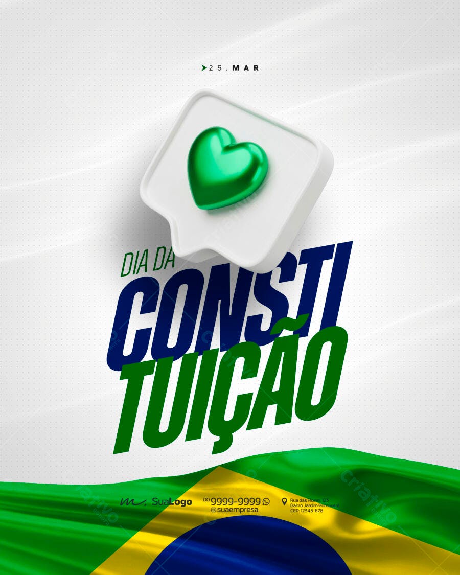 Post Instagram Dia da Constituição 25 de Março PSD Editável