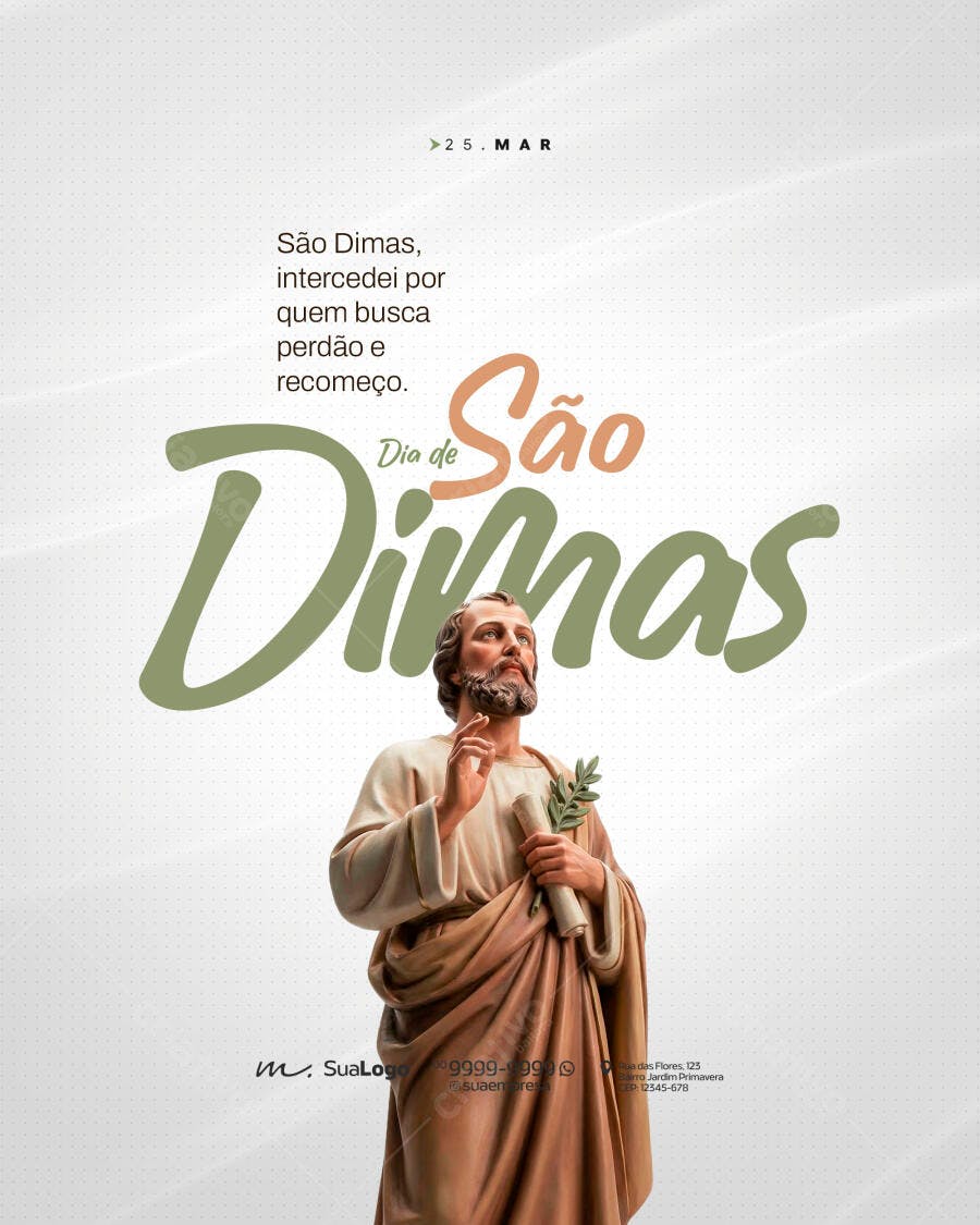Post Instagram Dia de São Dimas 25 de Março PSD Editável