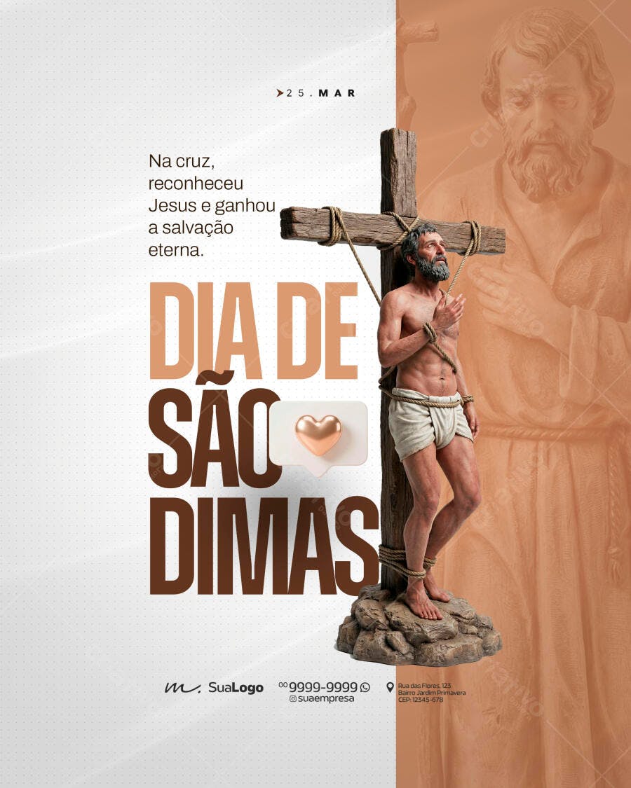 Post Instagram Dia de São Dimas 25 de Março PSD Editável