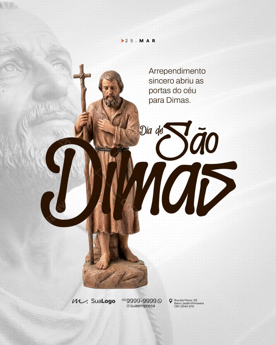 Post Instagram Dia de São Dimas 25 de Março PSD Editável