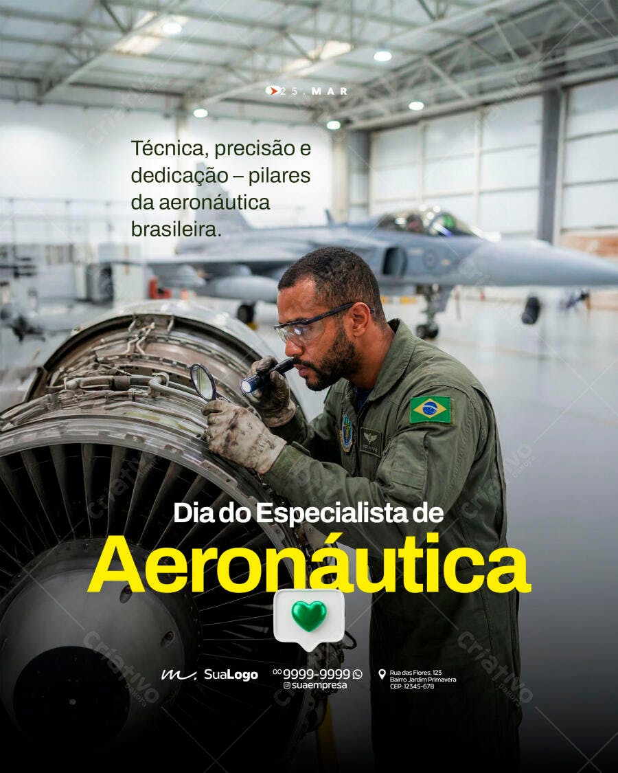 Post Instagram Dia do Especialista Aeronáutica PSD Editável