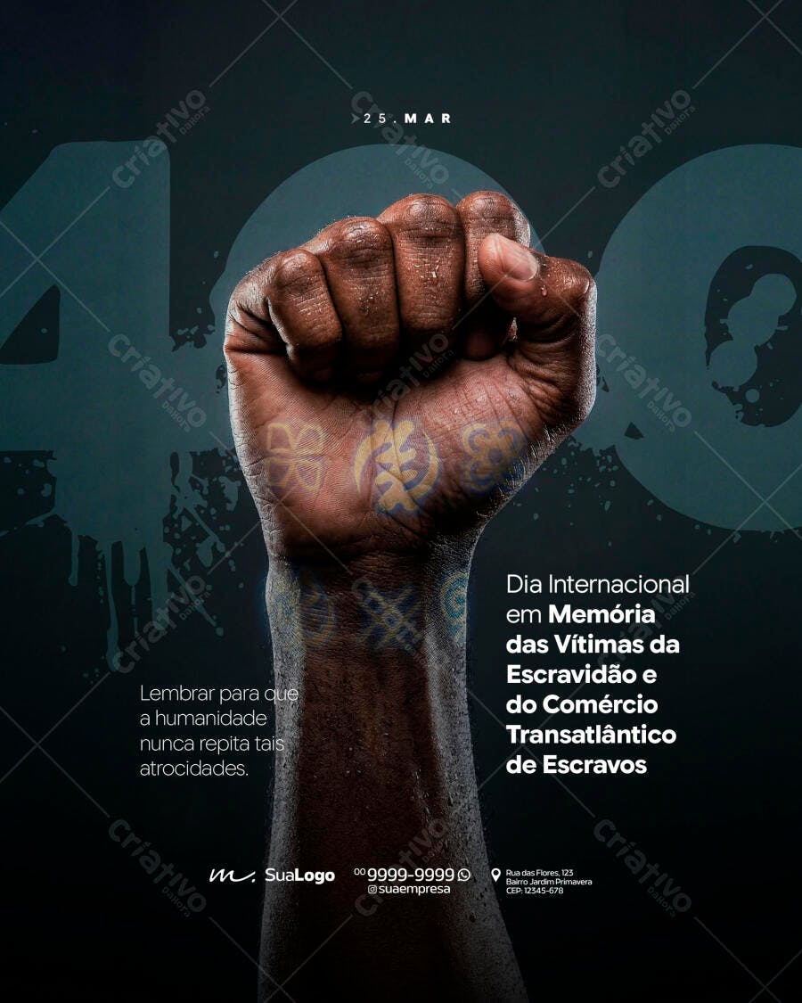 Post Instagram Dia Internacional Escravidão 25 Março PSD Editável