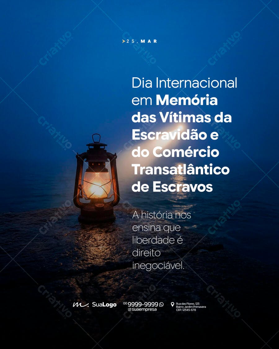 Post Dia Internacional da Escravidão Março PSD Editável